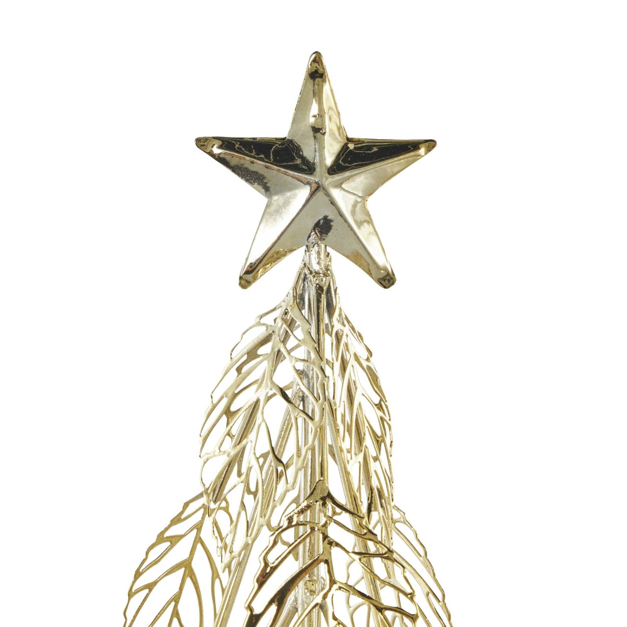 Gold Metal Layered Cutout Leaf Christmas Tree Sculpture Set